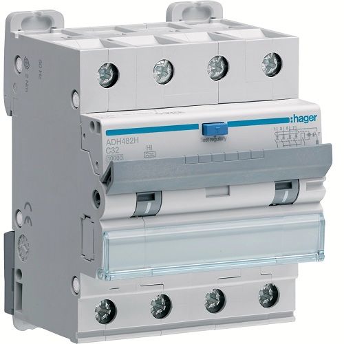 Hager RCBO- Disjunctor diferential 4P, 32A, 30mA, curba C, 6kA, tip A HI, 4M