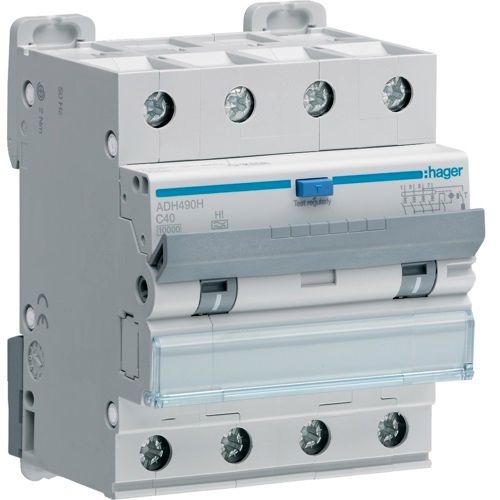 Hager RCBO- Disjunctor diferential 4P, 40A, 30mA, curba C, 6kA, tip A HI, 4M