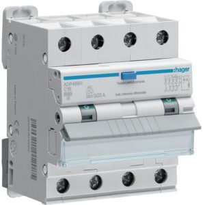 Hager RCBO- Disjunctor diferential 4P, 16A, 30mA, curba C, 6kA, tip AC, 4M