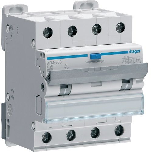 Hager RCBO- Disjunctor diferential 4P, 20A, 300mA, curba C, 6kA, tip A, 4M