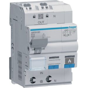 Hager AFDD+RCBO- Dispozitiv protecție arc electric 2P (1P+N), 10A,  30mA, curba B,  6kA, tip A, 3M, QuickConnect