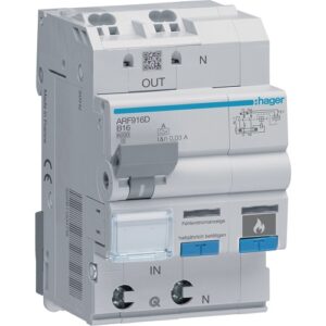 Hager AFDD+RCBO- Dispozitiv protecție arc electric 2P (1P+N), 16A,  30mA, curba B,  6kA, tip A, 3M, QuickConnect