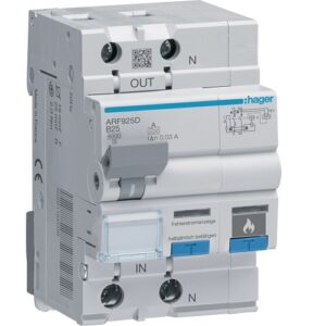 Hager AFDD+RCBO- Dispozitiv protecție arc electric 2P (1P+N), 25A,  30mA, curba B,  6kA, tip A, 3M, QuickConnect