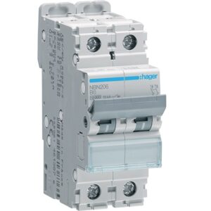 Hager MCB- Disjunctor 2P,  6A, 10kA, curba B, 2M, Bi-Connect
