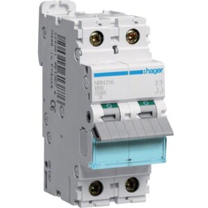 Hager MCB- Disjunctor 2P, 16A, 10kA, curba B, 2M, Bi-Connect