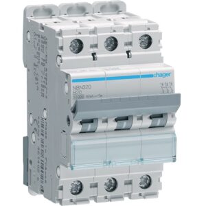 Hager MCB- Disjunctor 3P, 20A, 10kA, curba B, 3M, Bi-Connect