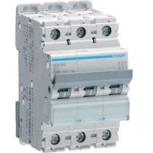 Hager MCB- Disjunctor 3P, 63A, 10kA, curba B, 3M, Bi-Connect