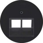 Berker- Tasta Frontala Priza Date dubla, negru lucios, R.1/R.3/R.Classic