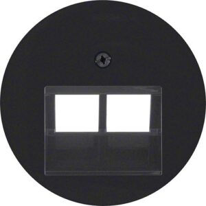 Berker- Tasta Frontala Priza Date dubla, negru lucios, R.1/R.3/R.Classic