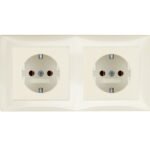 Berker S.1- Combinatie 2 x Priza SCHUKO  16A, 250V (ansamblu), alb lucios B.3/B.7