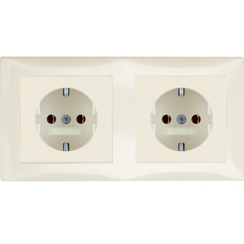 Berker S.1- Combinatie 2 x Priza SCHUKO 16A, 250V (ansamblu), alb lucios B.3/B.7