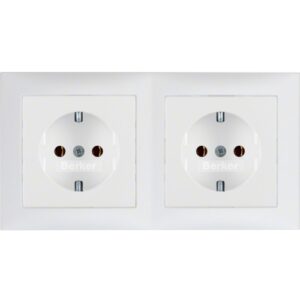 Berker S.1- Combinatie 2 x Priza SCHUKO  16A, 250V (ansamblu), alb polar mat B.3/B.7