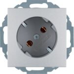 Berker- Priza SCHUKO  16A, 250V (mecanism), unghi 45°, aluminiu mat S.1/B.3/B.7