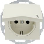 Berker- Priza SCHUKO  16A, 250V (mecanism), cu capac, variabila 45°, protectie copii, alb lucios S.1/B.3/B.7