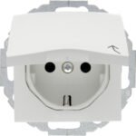 Mecanism Priză Schuko 16A cu capac rabatabil și protecție copii alb polar lucios IP20, Berker S.1 B.3 și B.7 | 47448989