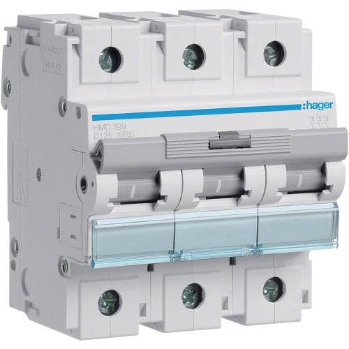 Hager MCB- Disjunctor 3P, 125A, 15kA, curba D, 4,5M