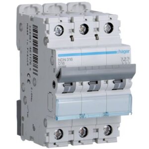 Hager MCB- Disjunctor 3P,  16A, 10kA, curba D, 3M, Bi-Connect