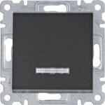 Lumina Soul- Intrerupator cu revenire, basculant (mecanism cu tasta frontala), iluminat, negru