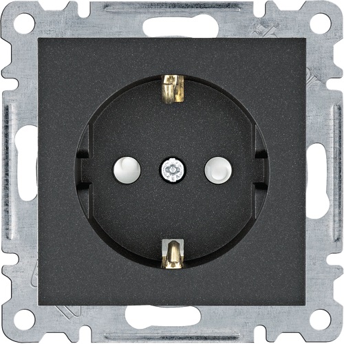 Lumina Soul- Priza SCHUKO (mecanism cu tasta frontala), protectie copii, negru