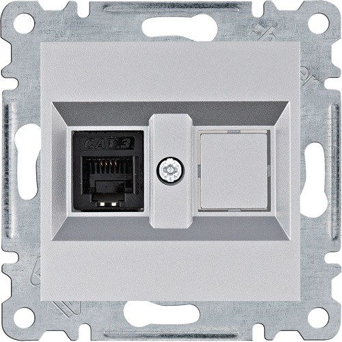 Lumina Soul- Priza simpla telefon RJ11 (mecanism cu tasta frontala), argintiu