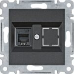 Lumina Soul- Priza simpla telefon RJ11 (mecanism cu tasta frontala), negru