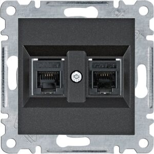 Lumina Soul- Priza dubla telefon RJ11 (mecanism cu tasta frontala), negru