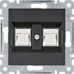 Lumina Soul- Priza date 2 x RJ45 (mecanism cu tasta frontala), Cat.6 FTP, negru