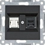 Lumina Soul- Priza telefon RJ11 + date RJ45 (mecanism cu tasta frontala), negru