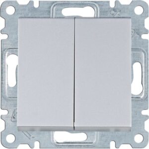 Lumina Soul- Intrerupator bipolar dublu, basculant (mecanism cu taste frontale), argintiu