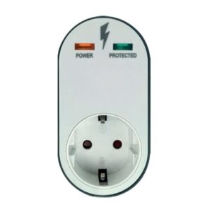 Adaptor priza SCHUKO 16A, cu protectie la supratensiune, indicator LED, alb