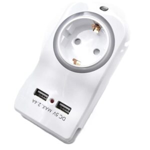 Adaptor priza SCHUKO 16A/2 x port USB, senzor lumina, protectie copii