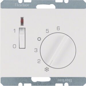 Berker- Termostat analogic 230V (mecanism + tasta frontala), cu intrerupator basculant, indicator LED, alb polar lucios, K.1