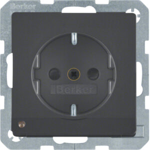 Berker- Priza SCHUKO  16A, 250V (mecanism), protectie copii, indicator LED, senzor crepuscular, antracit catifelat, Q.1/Q.3/Q.7/Q.9
