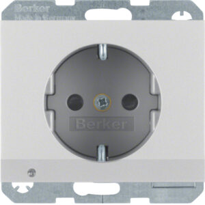 Berker- Priza SCHUKO  16A, 250V (mecanism), protectie copii, indicator LED, senzor crepuscular, aluminiu mat, K.1/K.5