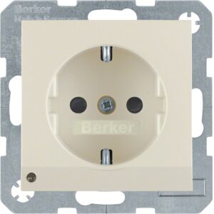 Berker- Priza SCHUKO  16A, 250V (mecanism), protectie copii, indicator LED, senzor crepuscular, alb lucios, S.1/B.3/B.7