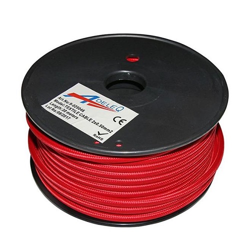 Cablu 2x0.50mm², flexibil, textil, rosu (rola 30ml)