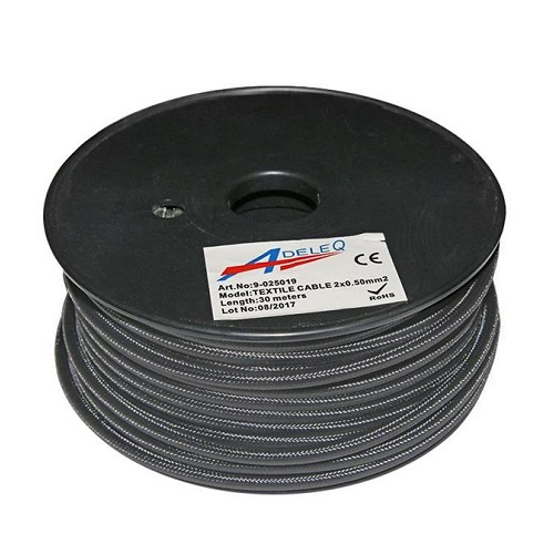 Cablu 2x0.50mm², flexibil, textil, gri grafit (rola 30ml)