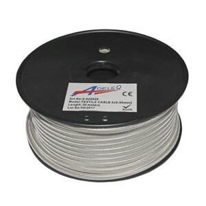 Cablu 2x0.50mm², flexibil, textil, alb perlat (rola 30ml)