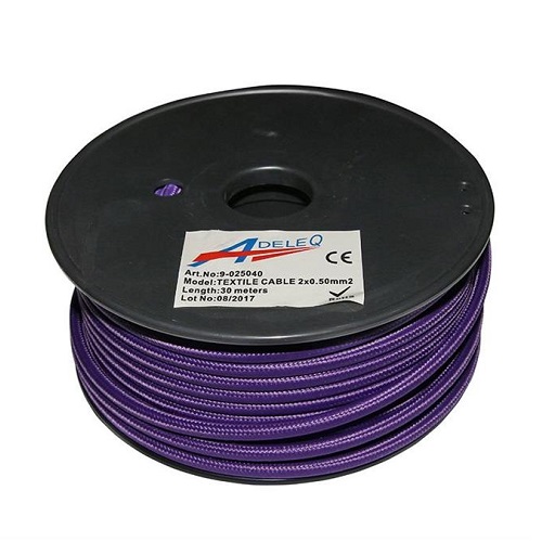 Cablu 2x0.50mm², flexibil, textil, mov (rola 30ml)