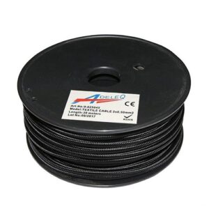 Cablu 2x0.50mm², flexibil, textil, negru (rola 30ml)