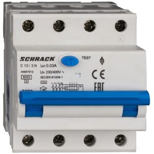Schrack RCBO AMPARO- Disjunctor diferențial 4P (3P+N), 13A,  30mA,  6kA, tip A, curbă C, 4M