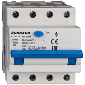 Schrack RCBO AMPARO- Disjunctor diferențial 4P (3P+N), 20A,  30mA,  6kA, tip A, curbă C, 4M