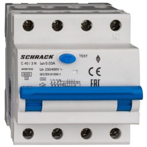 Schrack RCBO AMPARO- Disjunctor diferențial 4P (3P+N), 40A,  30mA,  6kA, tip A, curbă C, 4M