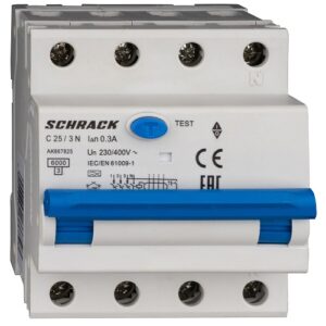 Schrack RCBO AMPARO- Disjunctor diferențial 4P (3P+N), 25A, 300mA,  6kA, tip A, curbă C, 4M