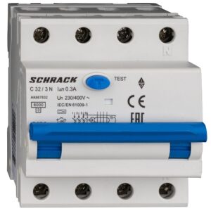 Schrack RCBO AMPARO- Disjunctor diferențial 4P (3P+N), 32A, 300mA,  6kA, tip A, curbă C, 4M