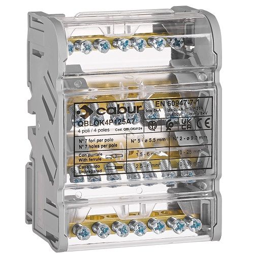 Schrack- Bloc distributie 4P, 125A, 2x 25/5x 6mm², 4M