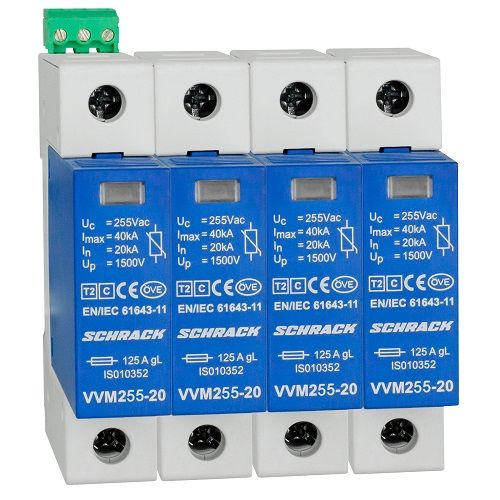 Schrack SPD- Descarcator supratensiune tip 2, 4P, 255V/20kA, TN-S, 4M, contact semnalizare
