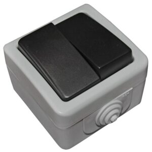 Intrerupator dublu 10A, gri, aparent, IP54