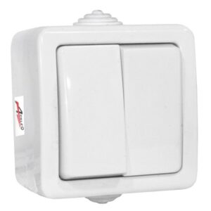 Intrerupator dublu 10A, alb, aparent, IP54