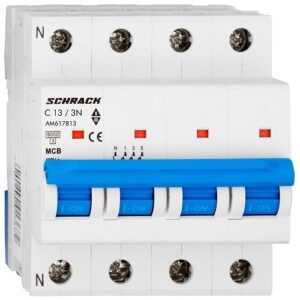 Schrack MCB AMPARO- Disjunctor 4P (3P+N), 13A,  6kA, curba C, 4M